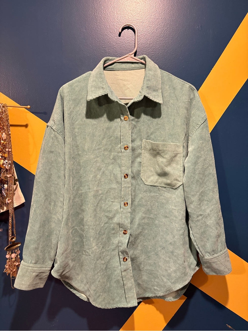 Unbranded Light Teal Corduroy Shacket NWOT